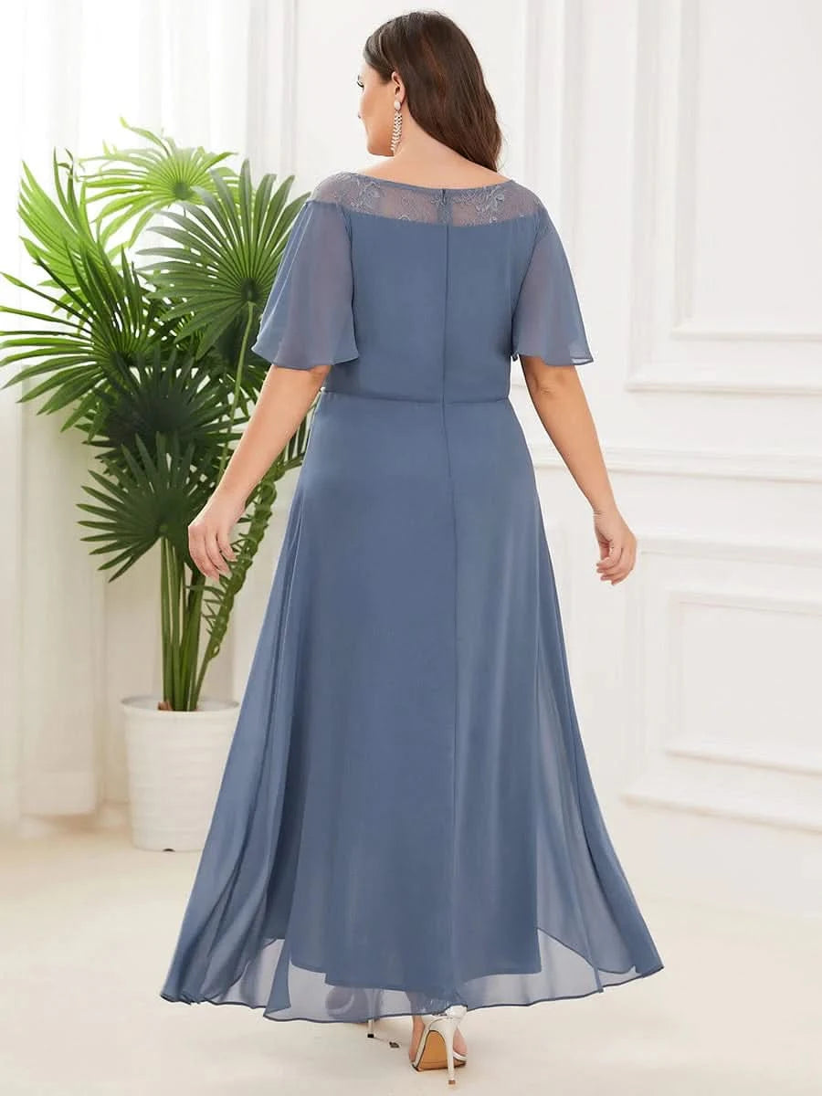Größe Nach Maß Laessiges A-Linien-Midikleid für Frauen mit unregelmaessigem Saum 00465