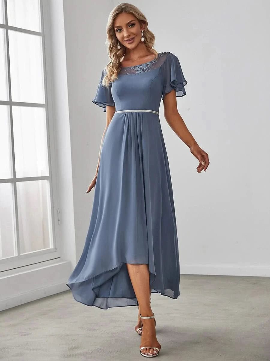 Größe Nach Maß Laessiges A-Linien-Midikleid für Frauen mit unregelmaessigem Saum 00465