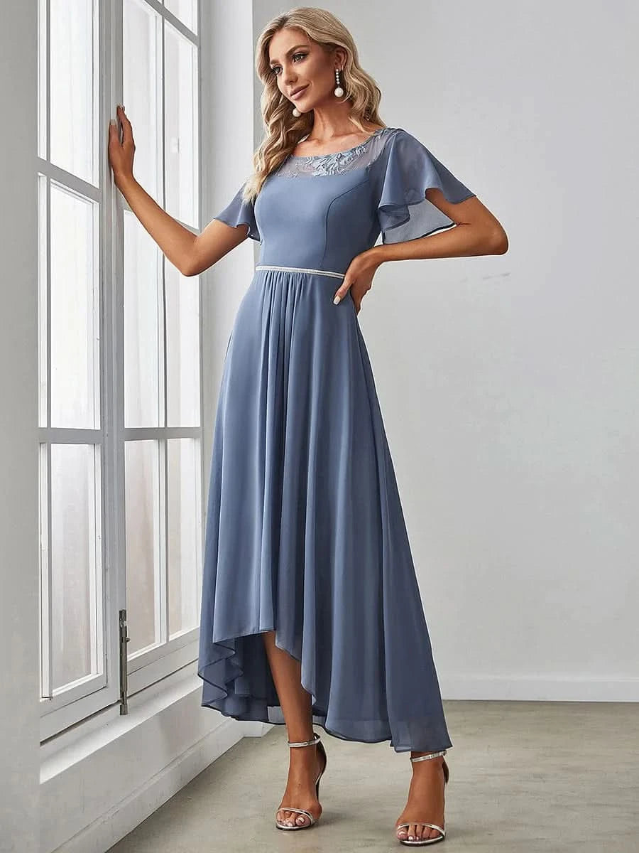 Größe Nach Maß Laessiges A-Linien-Midikleid für Frauen mit unregelmaessigem Saum 00465