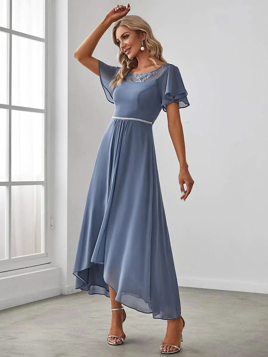 Größe Nach Maß Laessiges A-Linien-Midikleid für Frauen mit unregelmaessigem Saum 00465