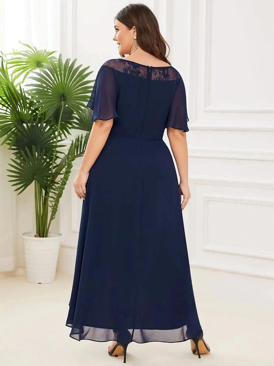 Größe Nach Maß Laessiges A-Linien-Midikleid für Frauen mit unregelmaessigem Saum 00465