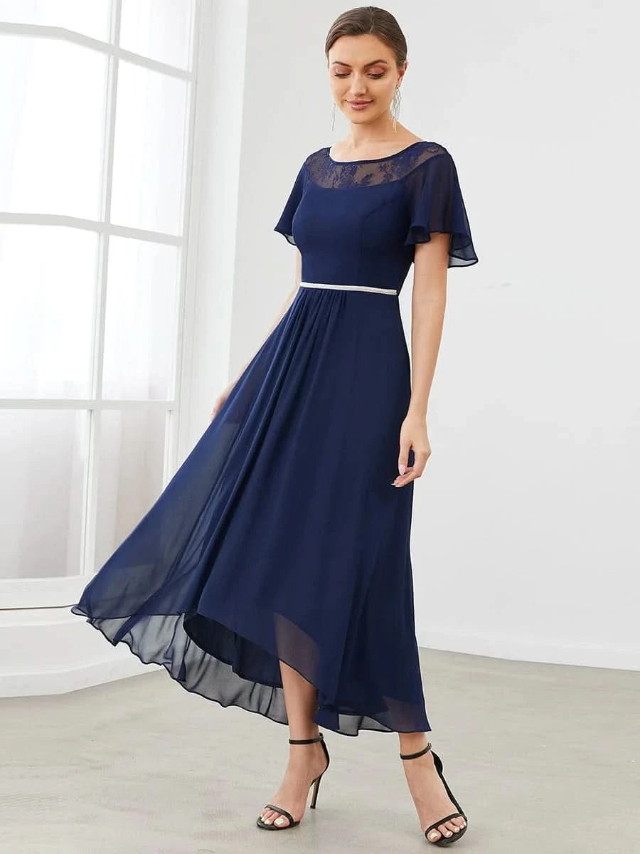 Größe Nach Maß Laessiges A-Linien-Midikleid für Frauen mit unregelmaessigem Saum 00465