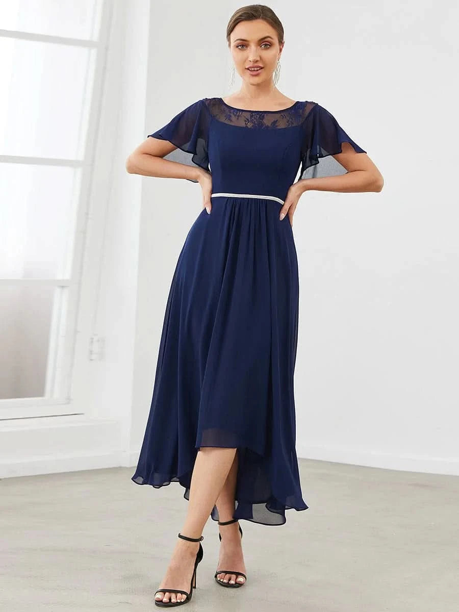 Größe Nach Maß Laessiges A-Linien-Midikleid für Frauen mit unregelmaessigem Saum 00465