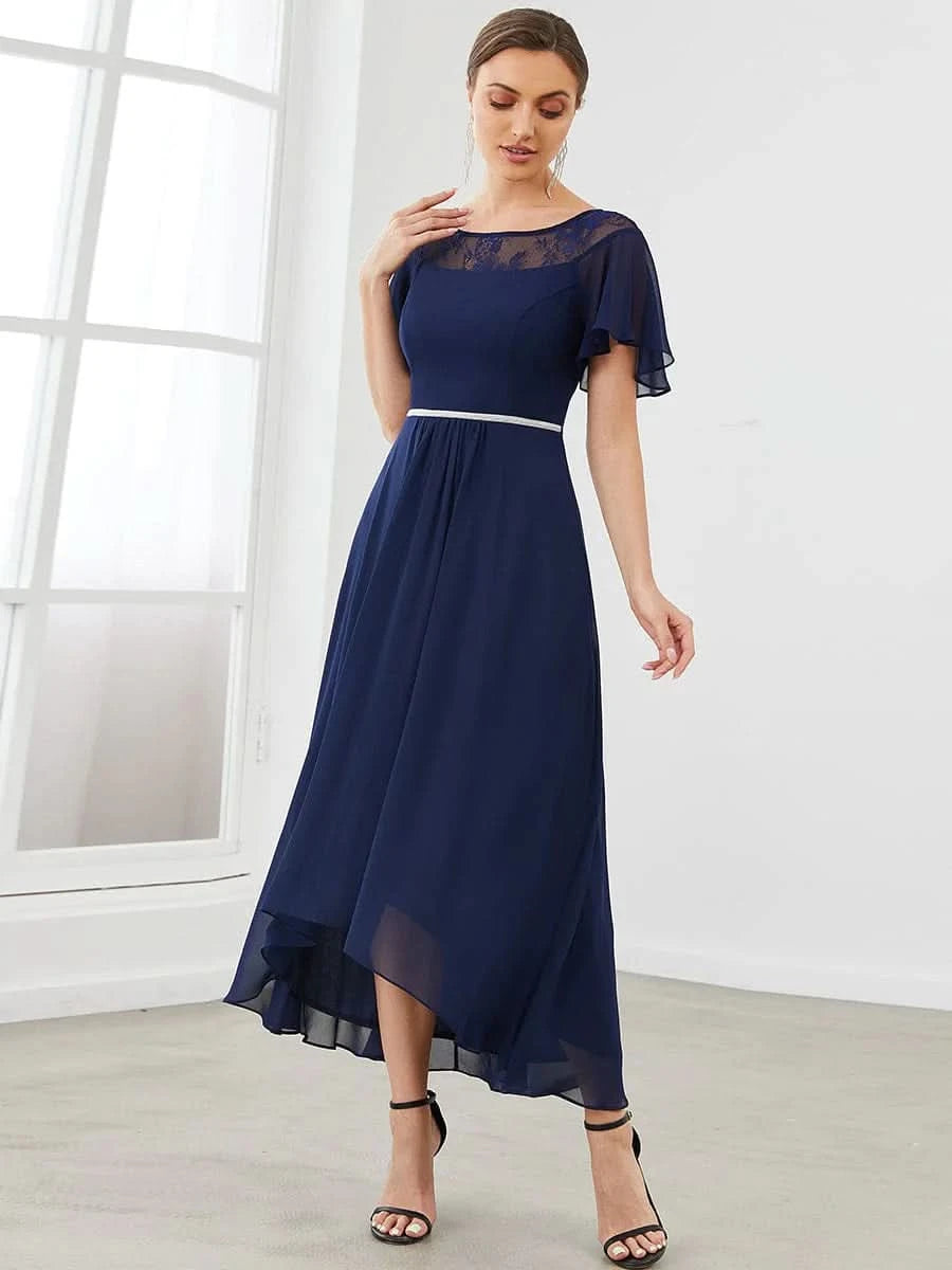 Größe Nach Maß Laessiges A-Linien-Midikleid für Frauen mit unregelmaessigem Saum 00465