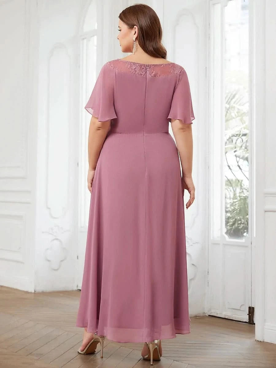 Größe Nach Maß Laessiges A-Linien-Midikleid für Frauen mit unregelmaessigem Saum 00465