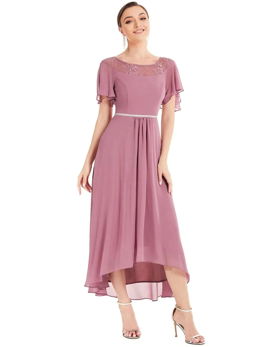 Größe Nach Maß Laessiges A-Linien-Midikleid für Frauen mit unregelmaessigem Saum 00465