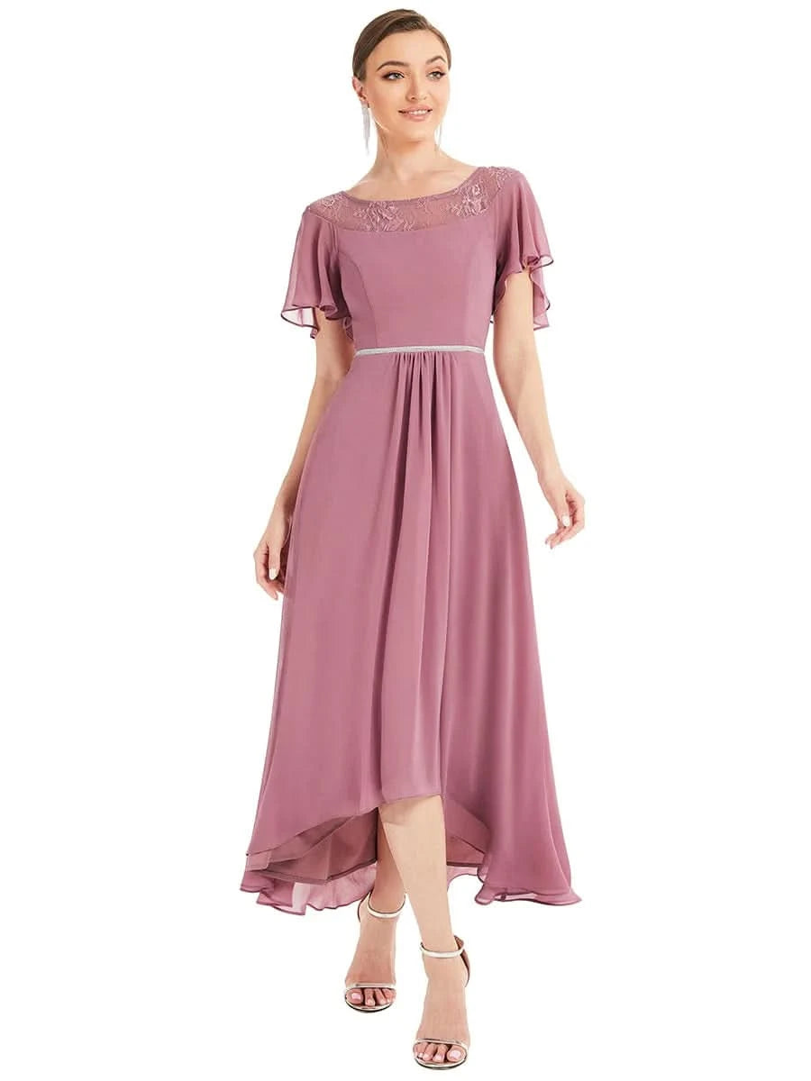 Größe Nach Maß Laessiges A-Linien-Midikleid für Frauen mit unregelmaessigem Saum 00465