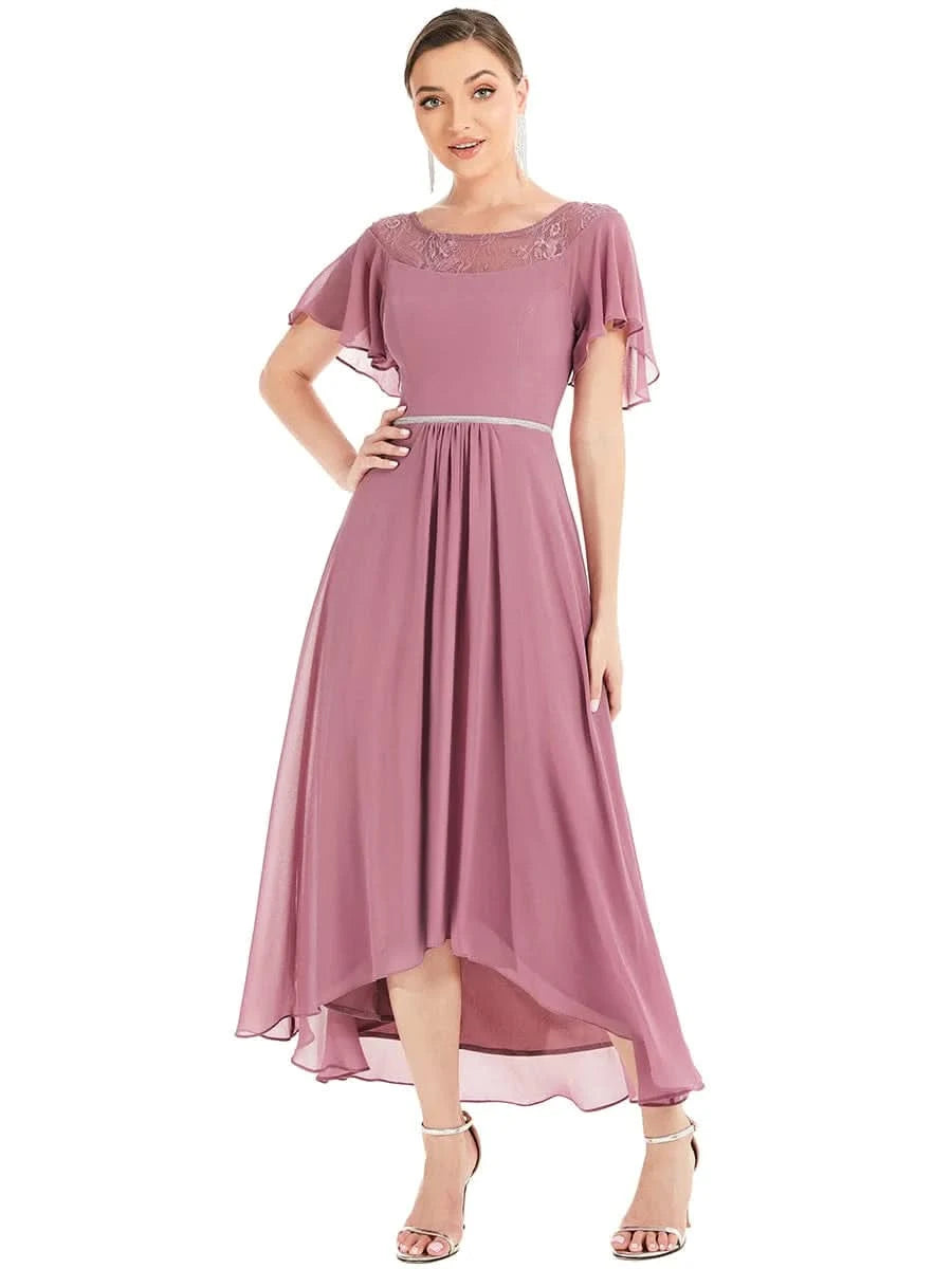 Größe Nach Maß Laessiges A-Linien-Midikleid für Frauen mit unregelmaessigem Saum 00465