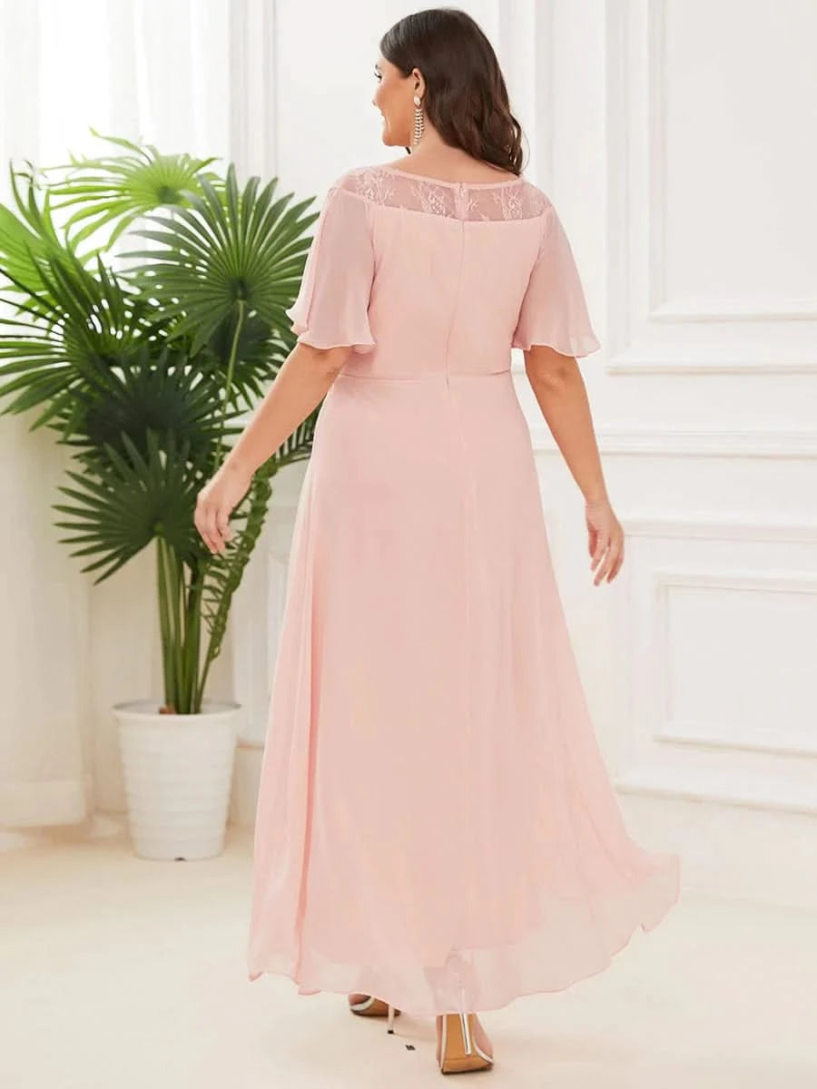 Größe Nach Maß Laessiges A-Linien-Midikleid für Frauen mit unregelmaessigem Saum 00465