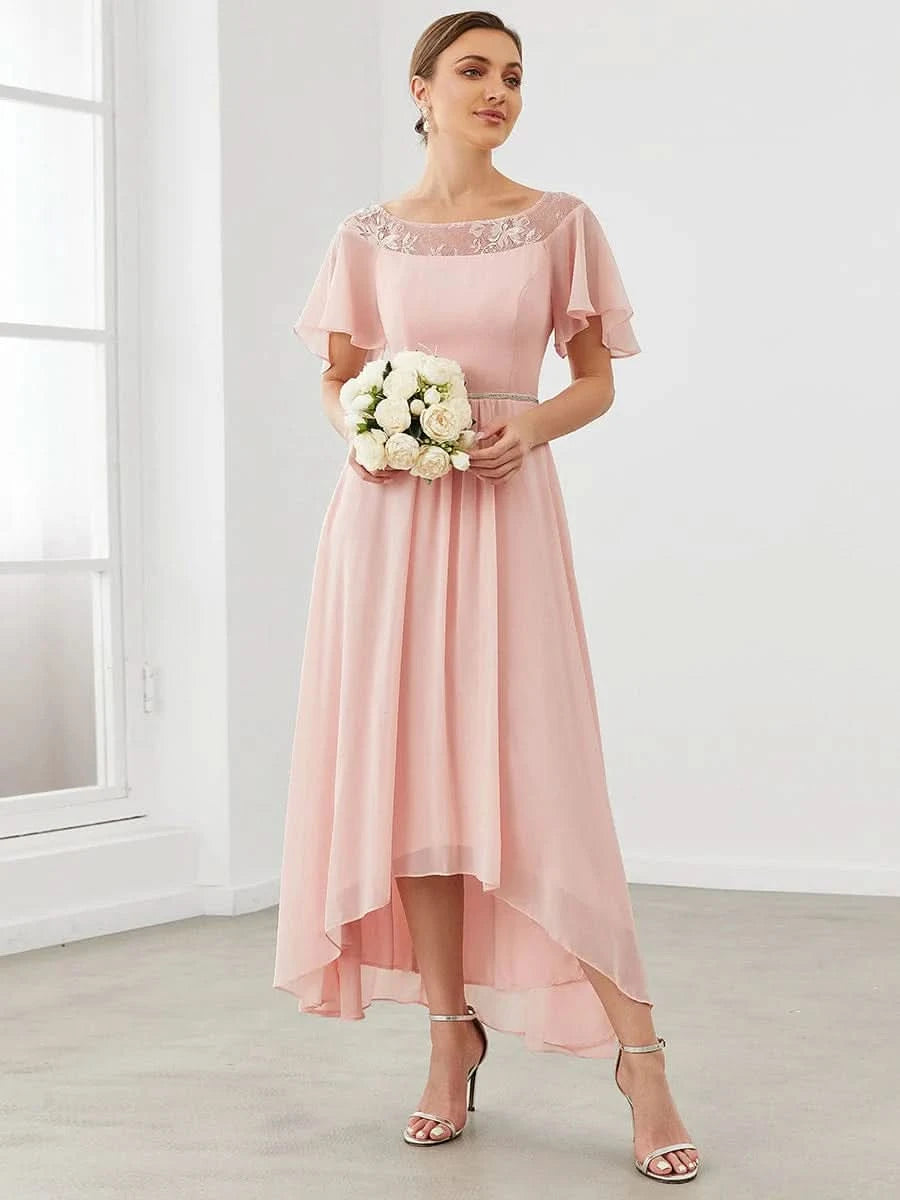 Größe Nach Maß Laessiges A-Linien-Midikleid für Frauen mit unregelmaessigem Saum 00465