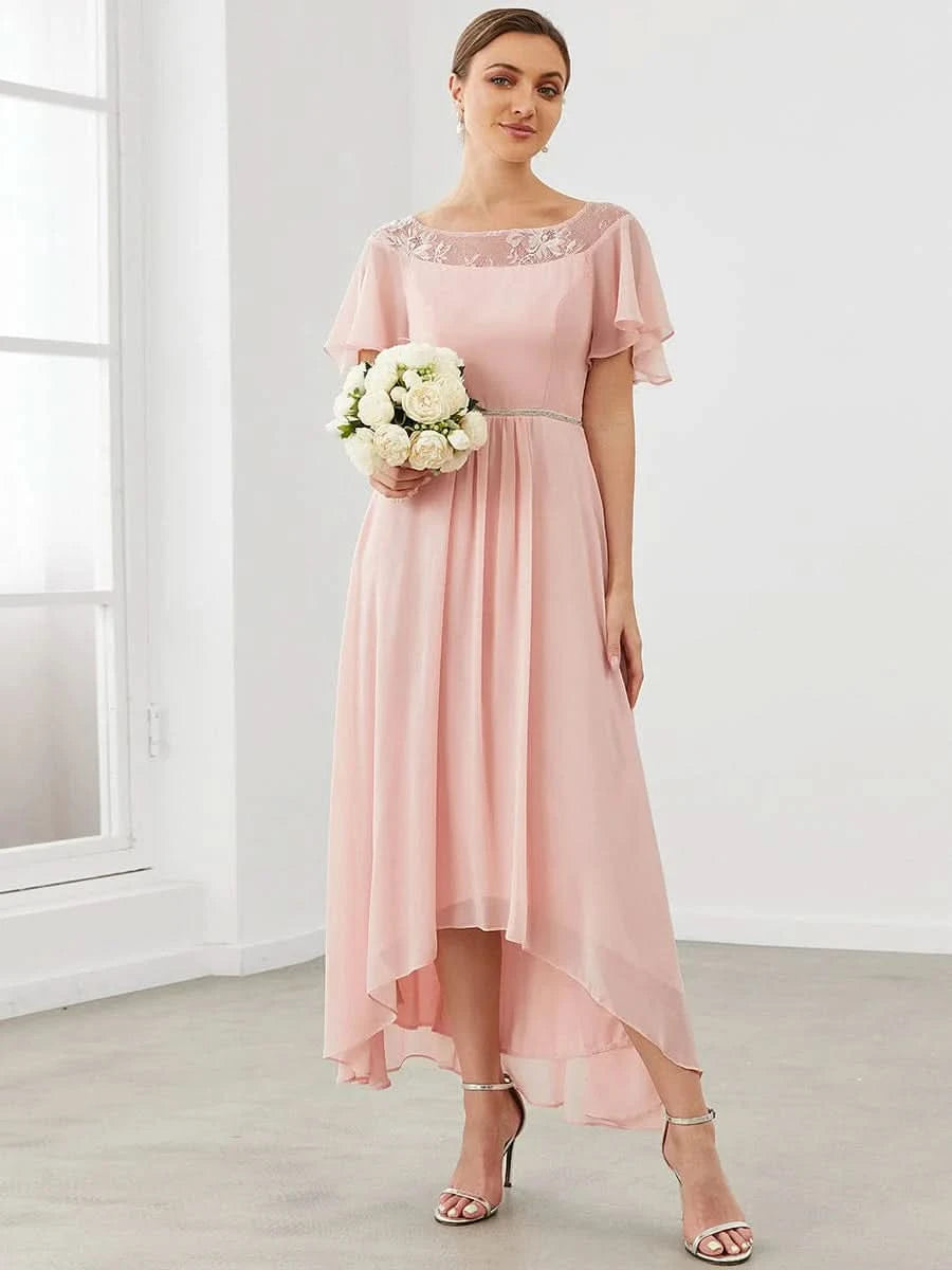 Größe Nach Maß Laessiges A-Linien-Midikleid für Frauen mit unregelmaessigem Saum 00465