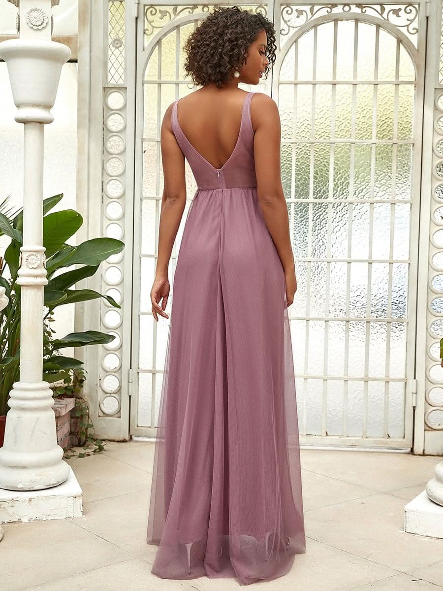 Color=Orchid | Ever Pretty Frauen A-Line V-Ausschnitt Floral Lace Appliques Brautjungfernkleid 00930-Orchid 2