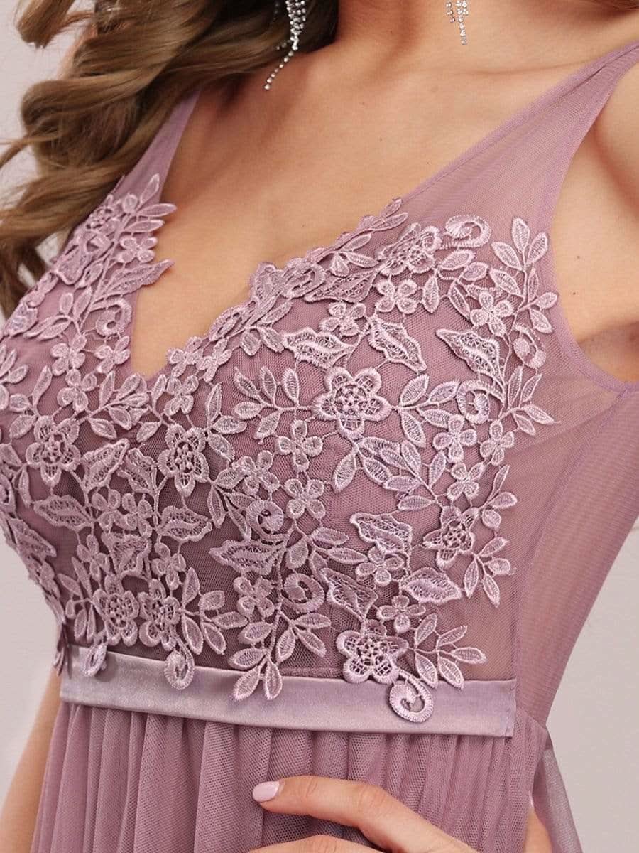 Color=Orchid | Ever Pretty Frauen A-Line V-Ausschnitt Floral Lace Appliques Brautjungfernkleid 00930-Orchid 8