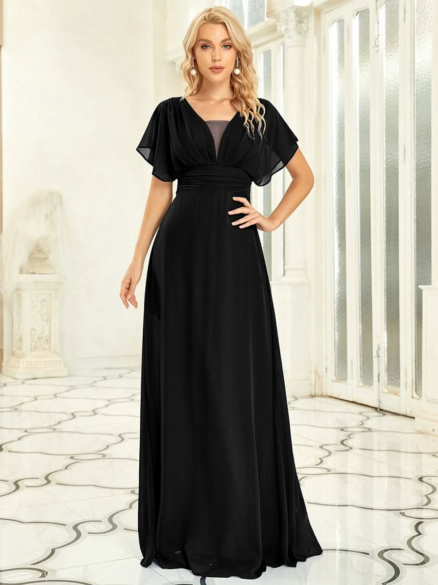 Größe Nach Maß Frauen A-Line Empire Taille Abendkleid 07851 #Farbe_Schwarz