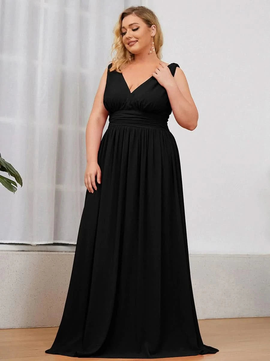 Größe Nach Maß Damen V-Ausschnitt Lange Chiffon Abendkleider Festkleider 09016
