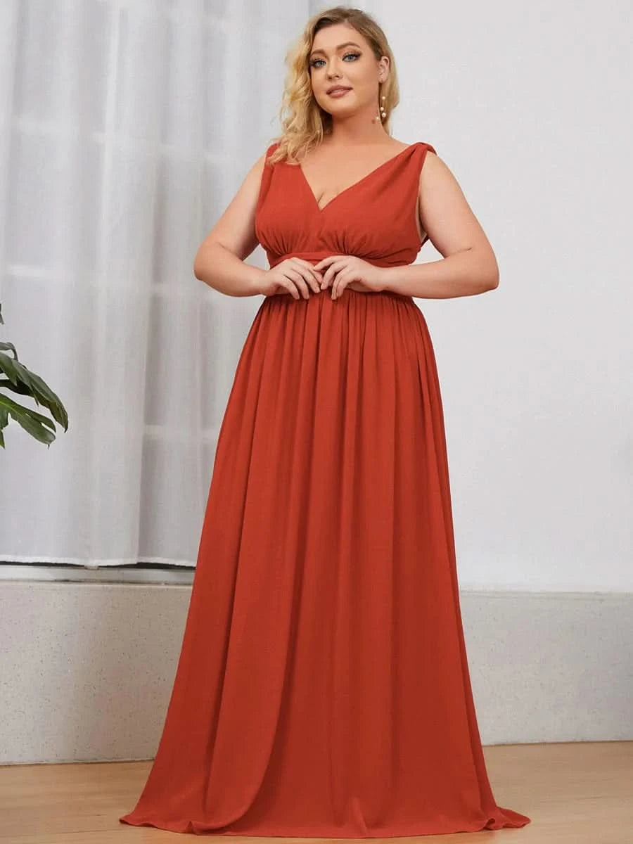 Größe Nach Maß Damen V-Ausschnitt Lange Chiffon Abendkleider Festkleider 09016