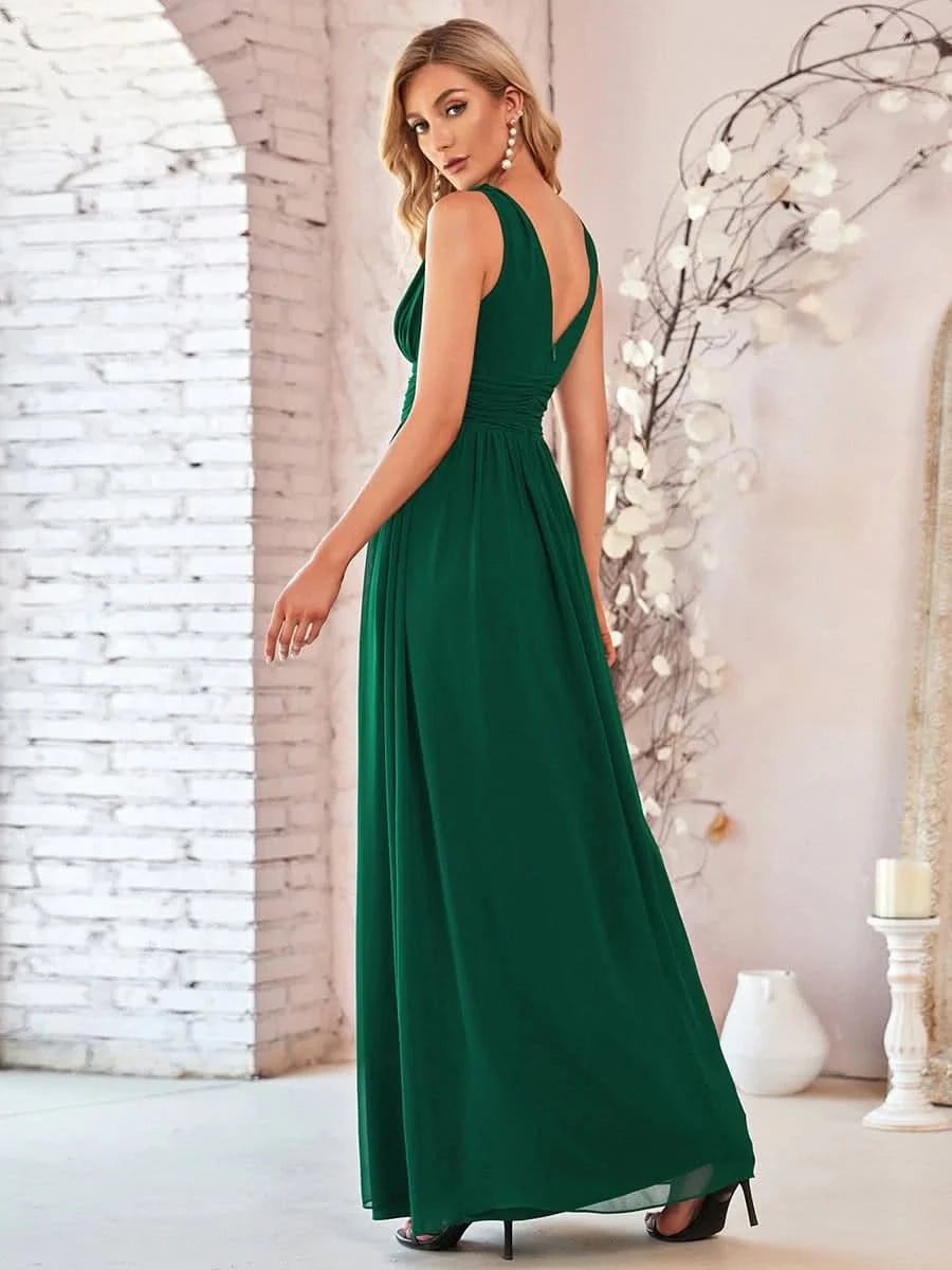 Größe Nach Maß Damen V-Ausschnitt Lange Chiffon Abendkleider Festkleider 09016