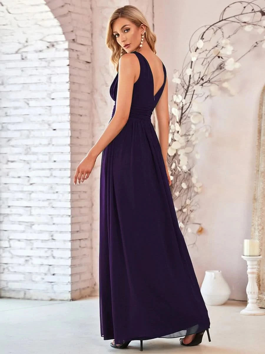 Größe Nach Maß Damen V-Ausschnitt Lange Chiffon Abendkleider Festkleider 09016