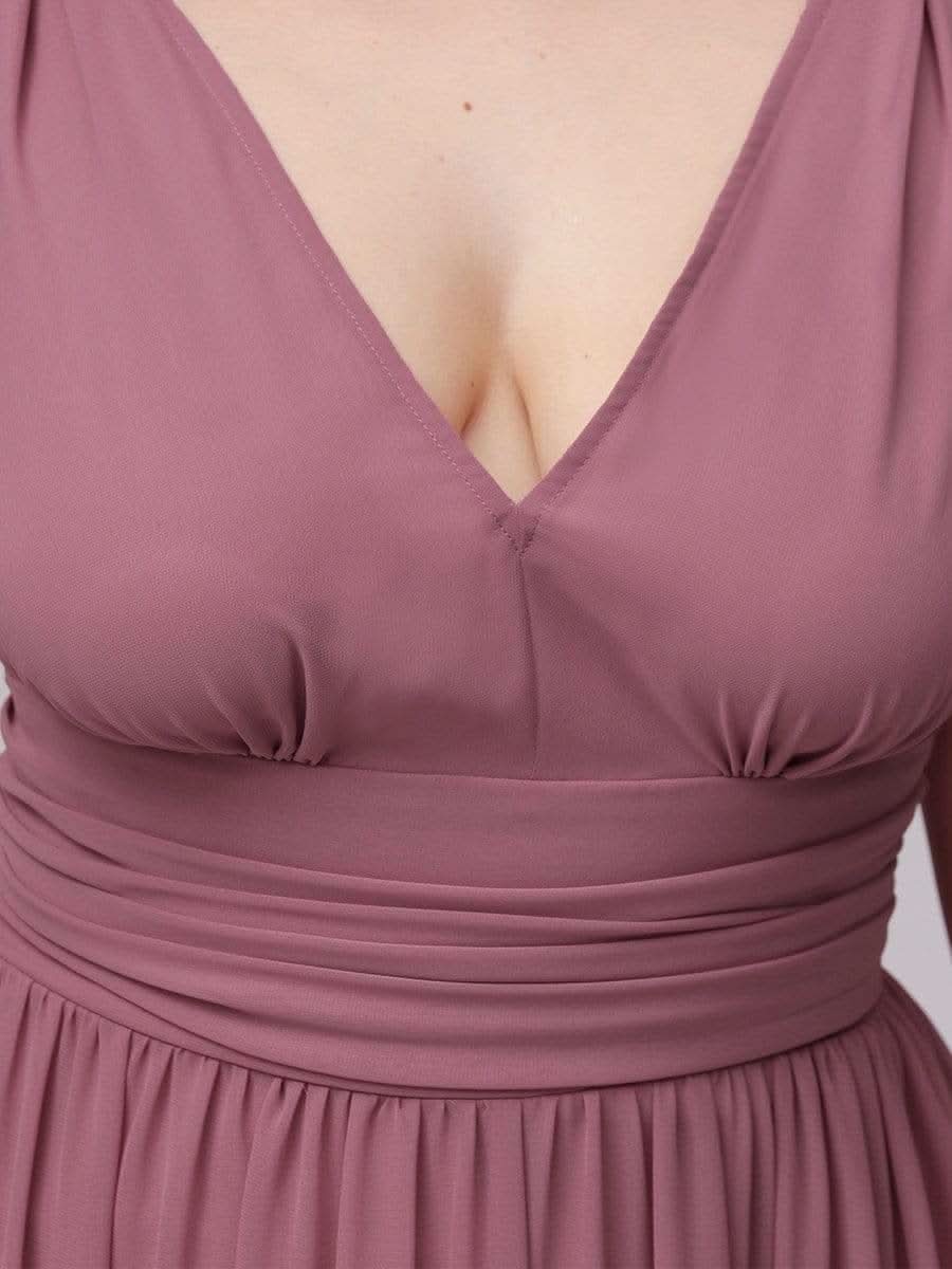 Plus Size V-Ausschnitt Lange Chiffon Abendkleider 09016 #farbe_Orchid