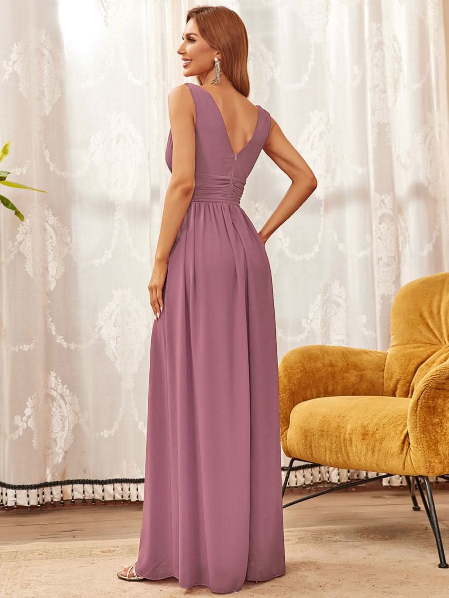 Größe Nach Maß Damen V-Ausschnitt Lange Chiffon Abendkleider Festkleider 09016