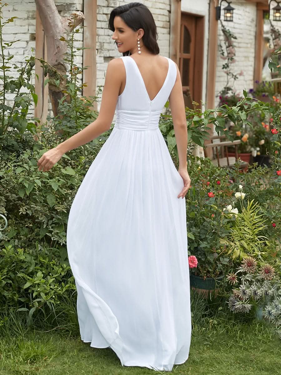 Größe Nach Maß Damen V-Ausschnitt Lange Chiffon Abendkleider Festkleider 09016