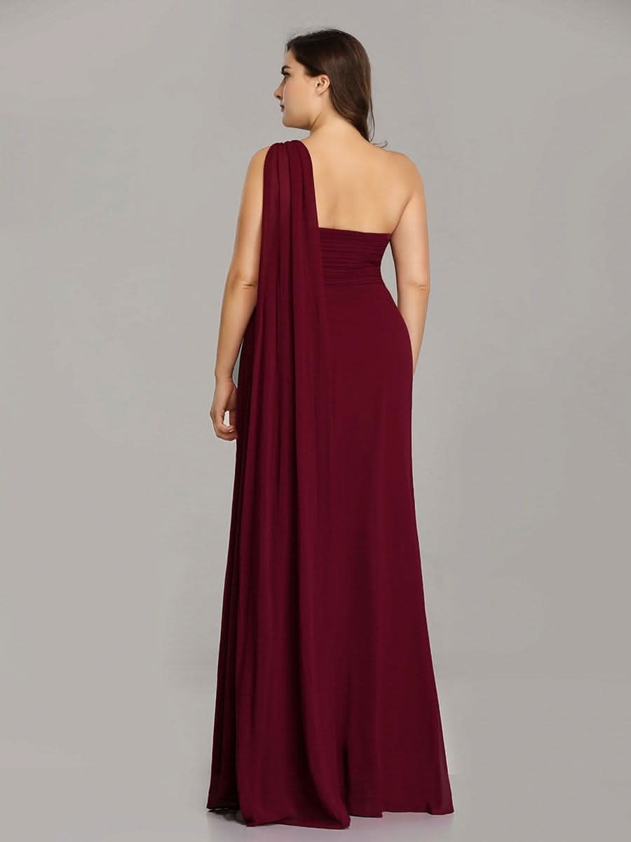 Größe Nach Maß Lange One Shoulder Chiffon Abendkleider Festkleider 09816