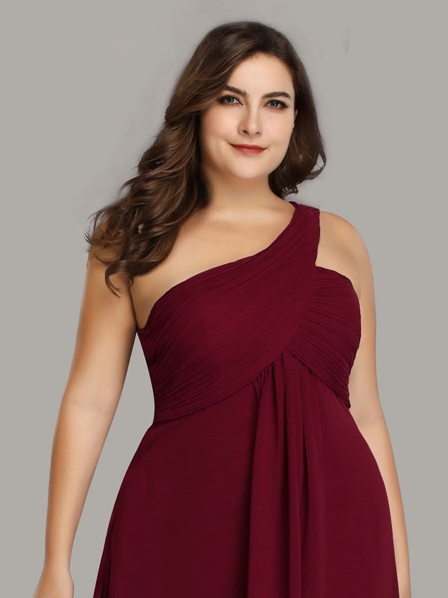 Größe Nach Maß Lange One Shoulder Chiffon Abendkleider Festkleider 09816