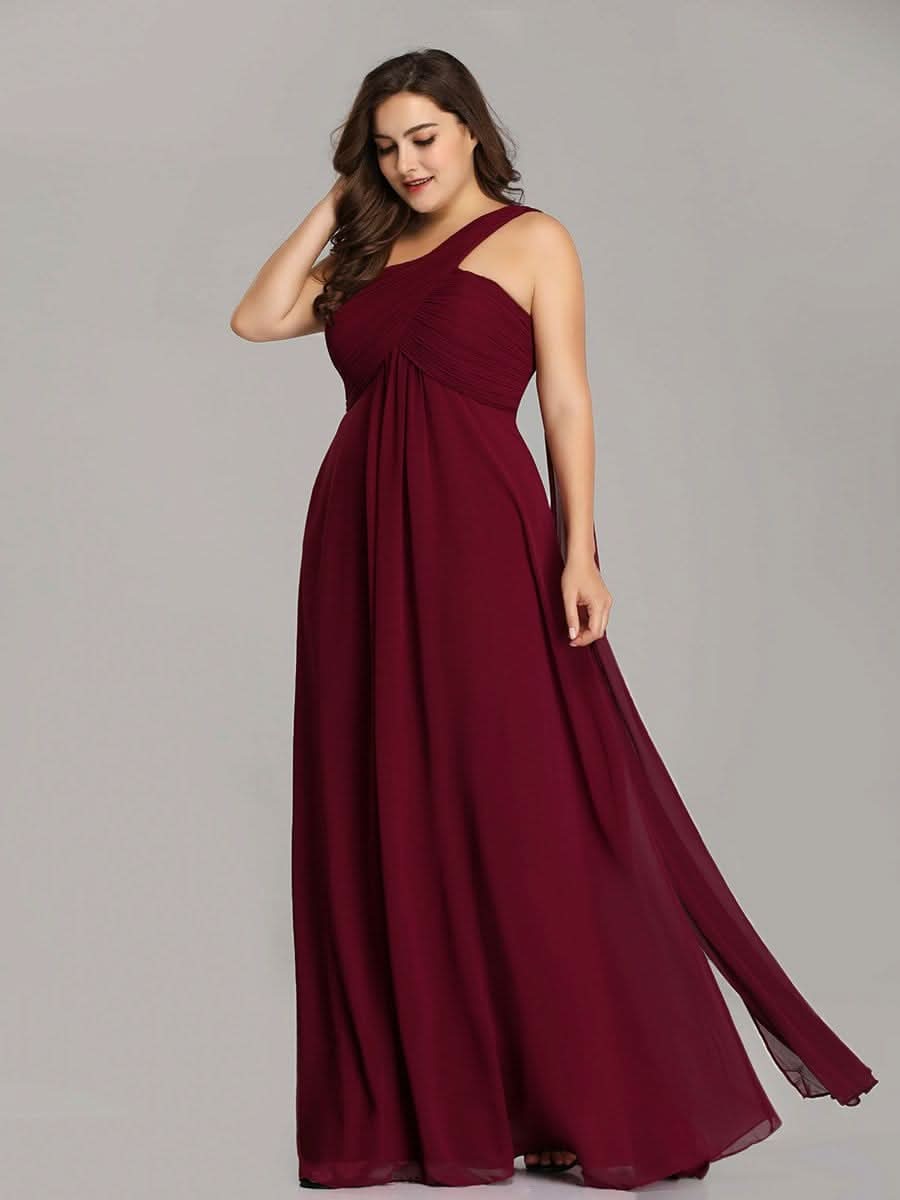 Größe Nach Maß Lange One Shoulder Chiffon Abendkleider Festkleider 09816