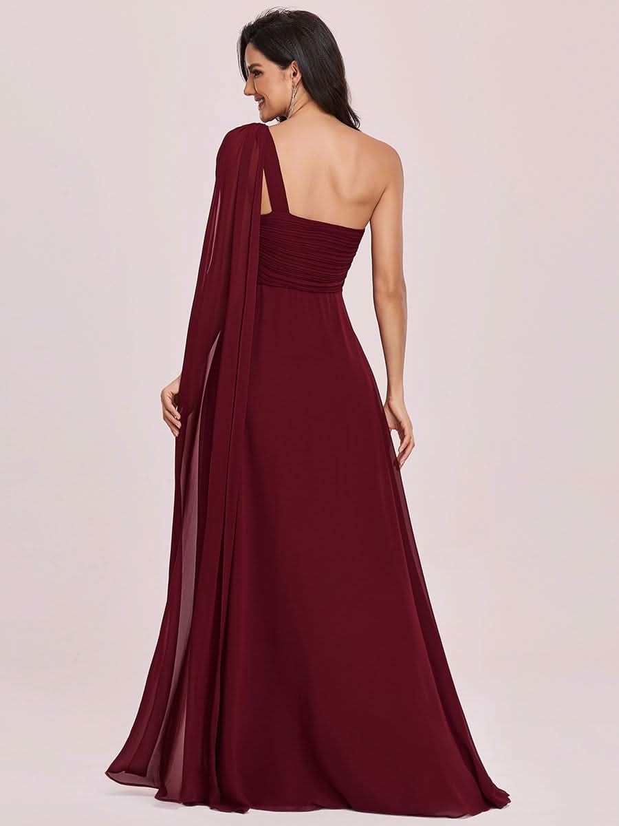 Größe Nach Maß Lange One Shoulder Chiffon Abendkleider Festkleider 09816