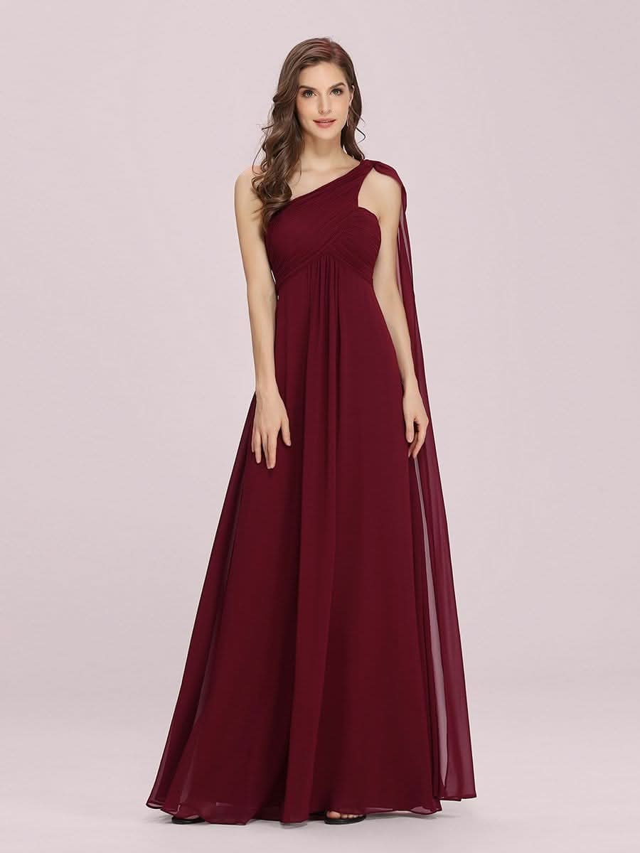 Größe Nach Maß Lange One Shoulder Chiffon Abendkleider Festkleider 09816