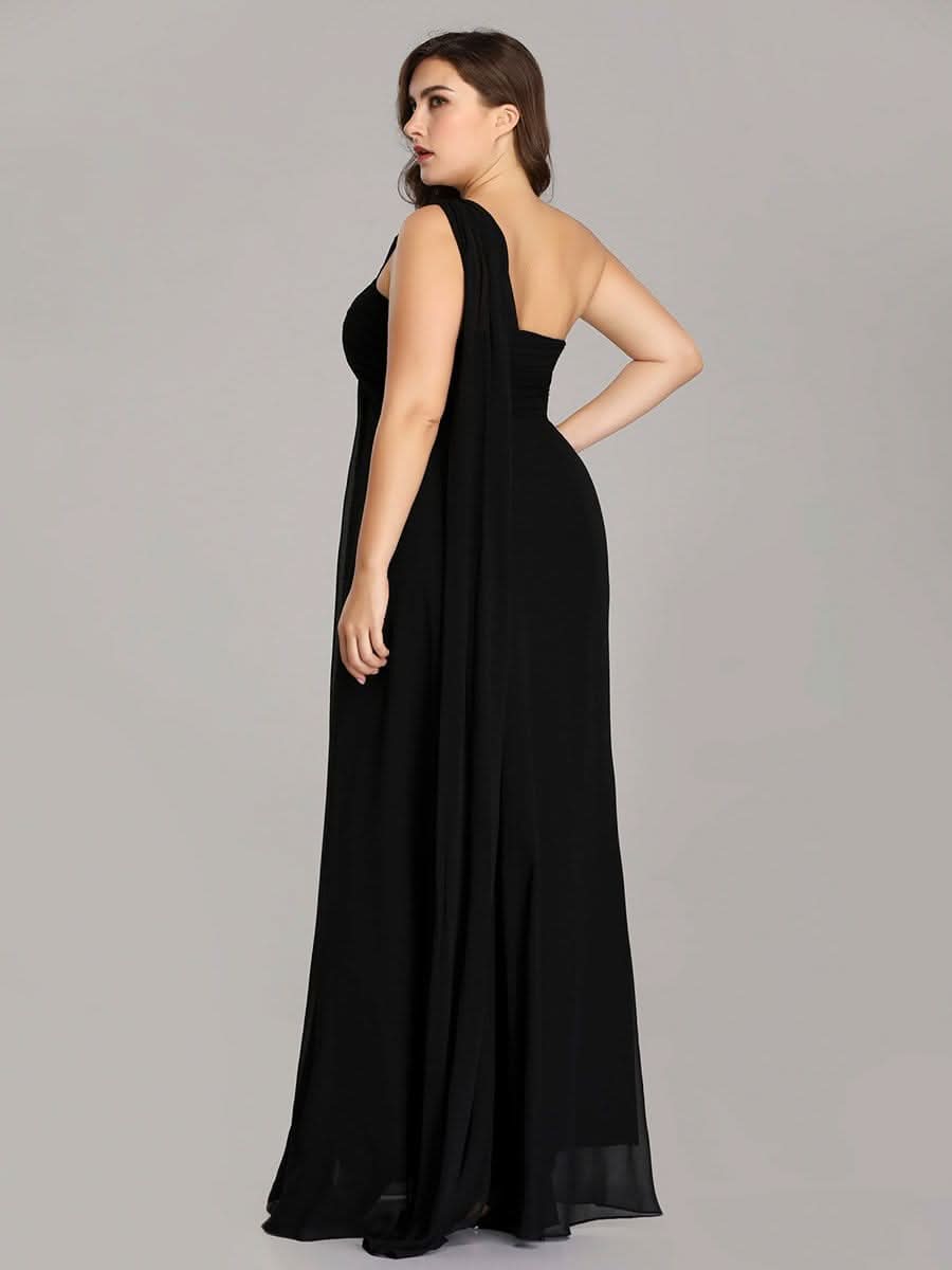 Größe Nach Maß Lange One Shoulder Chiffon Abendkleider Festkleider 09816