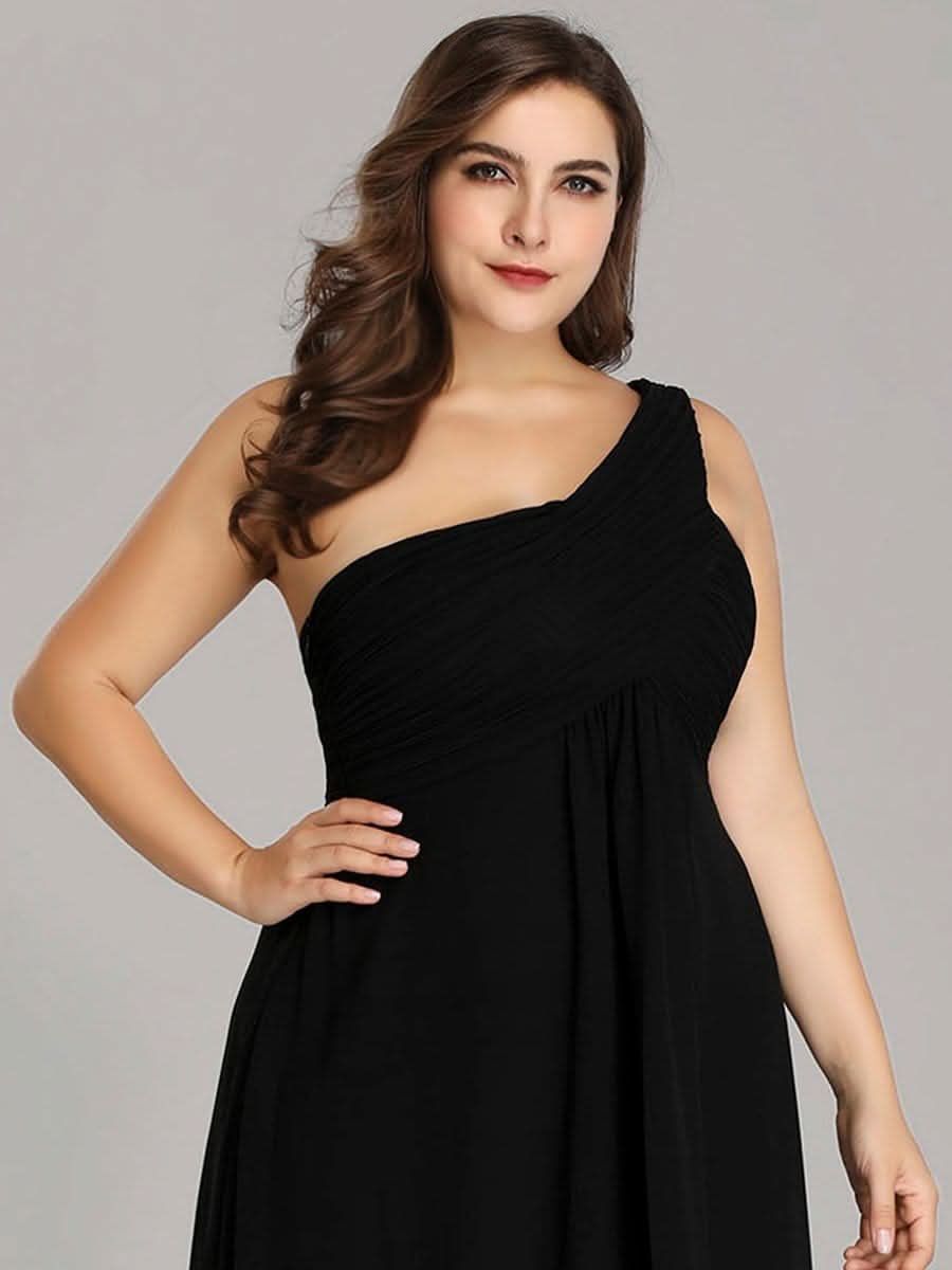 Größe Nach Maß Lange One Shoulder Chiffon Abendkleider Festkleider 09816