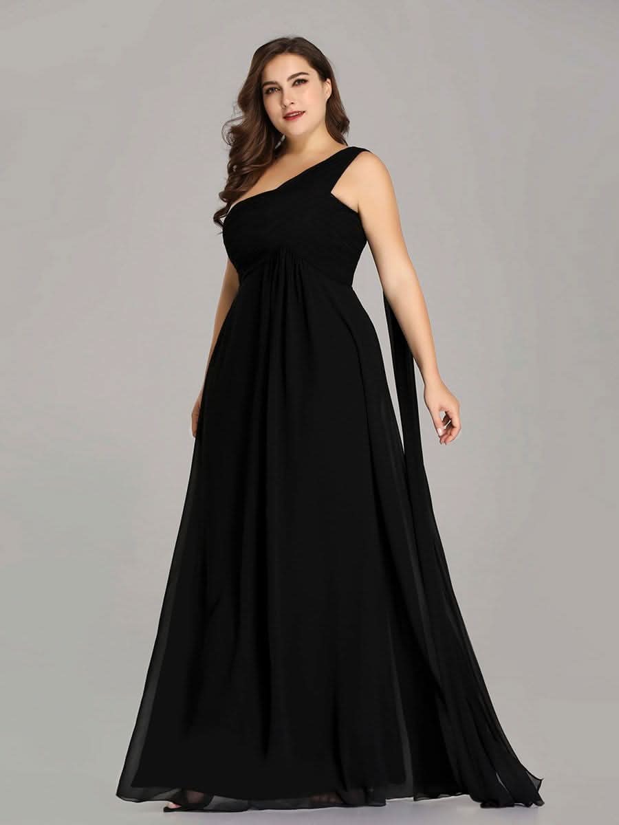 Größe Nach Maß Lange One Shoulder Chiffon Abendkleider Festkleider 09816