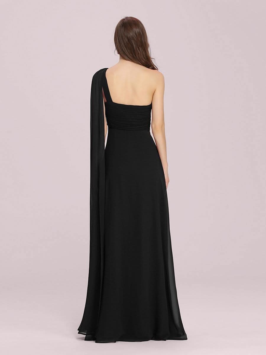 Größe Nach Maß Lange One Shoulder Chiffon Abendkleider Festkleider 09816
