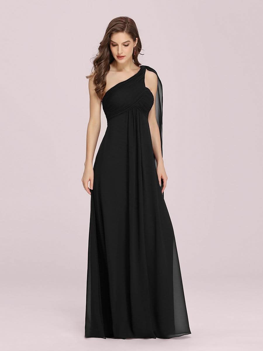 Größe Nach Maß Lange One Shoulder Chiffon Abendkleider Festkleider 09816