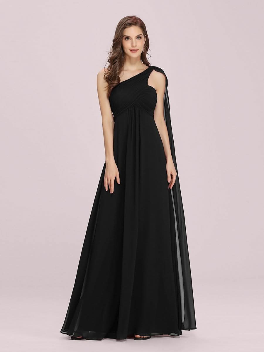 Größe Nach Maß Lange One Shoulder Chiffon Abendkleider Festkleider 09816