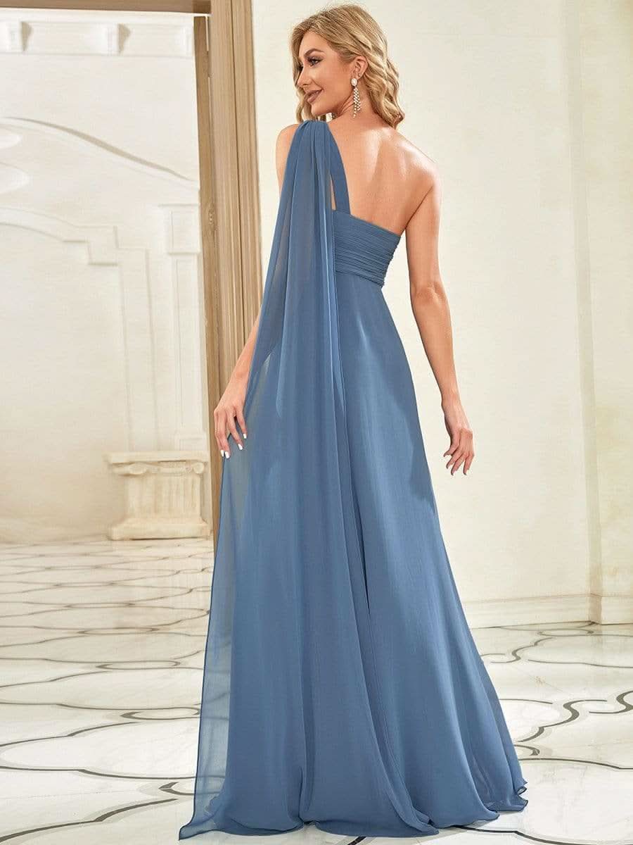 Größe Nach Maß Lange One Shoulder Chiffon Abendkleider Festkleider 09816