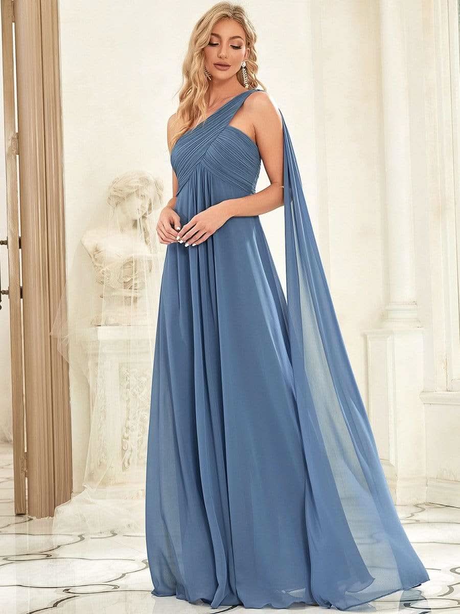 Größe Nach Maß Lange One Shoulder Chiffon Abendkleider Festkleider 09816