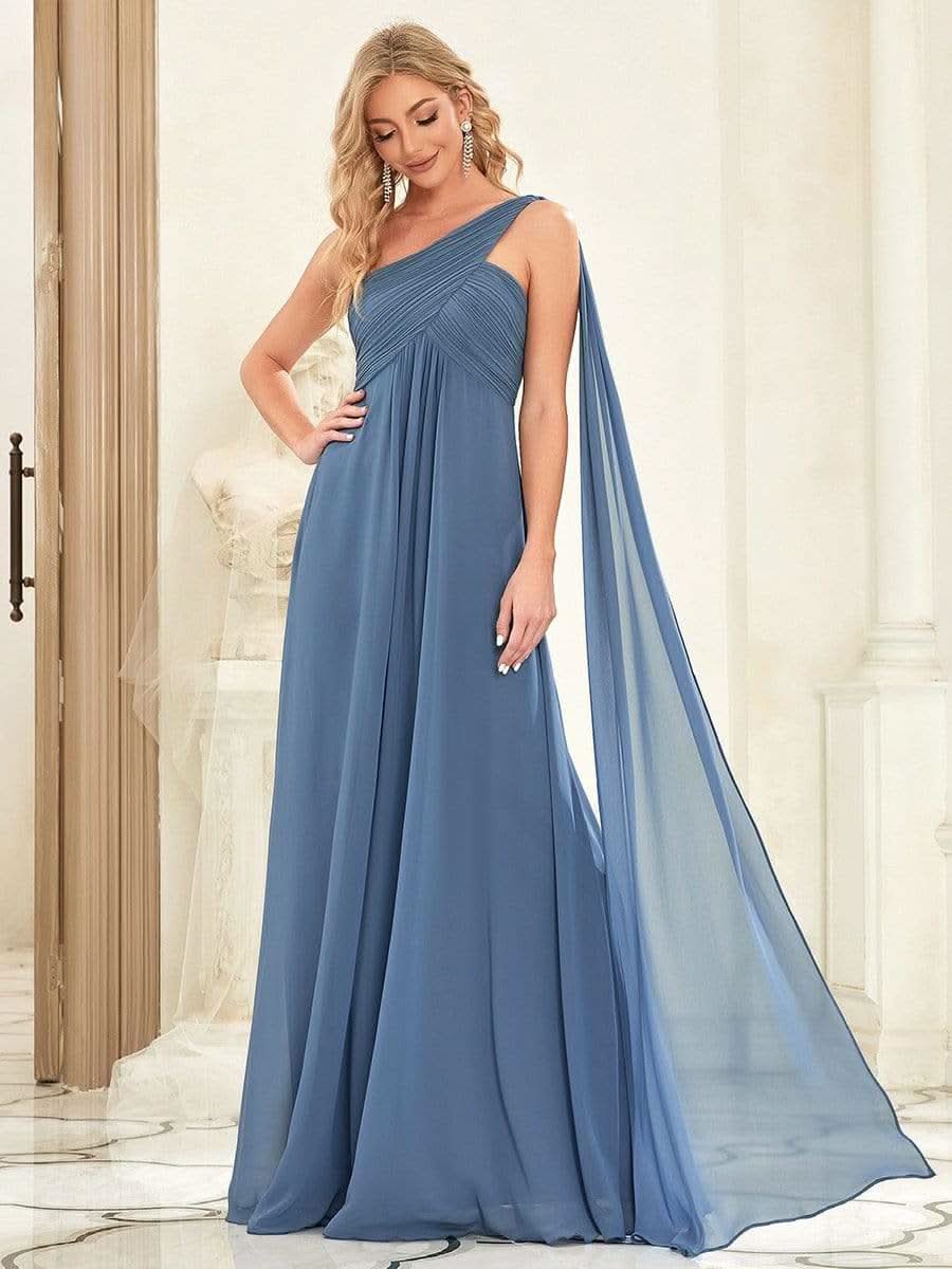Größe Nach Maß Lange One Shoulder Chiffon Abendkleider Festkleider 09816