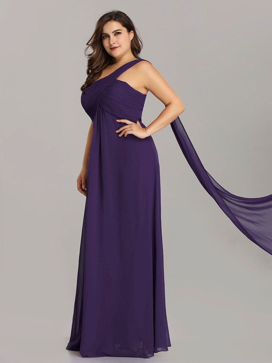 Größe Nach Maß Lange One Shoulder Chiffon Abendkleider Festkleider 09816