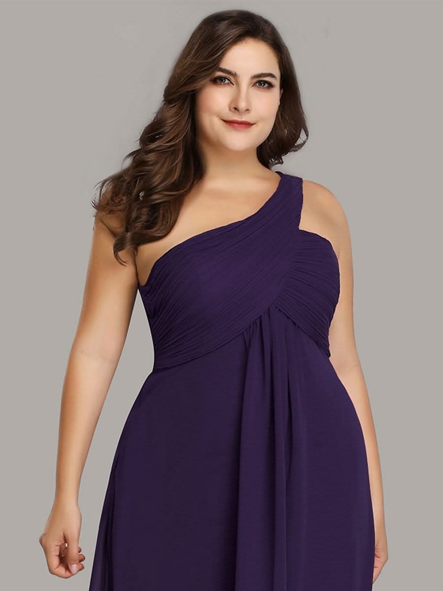 Größe Nach Maß Lange One Shoulder Chiffon Abendkleider Festkleider 09816