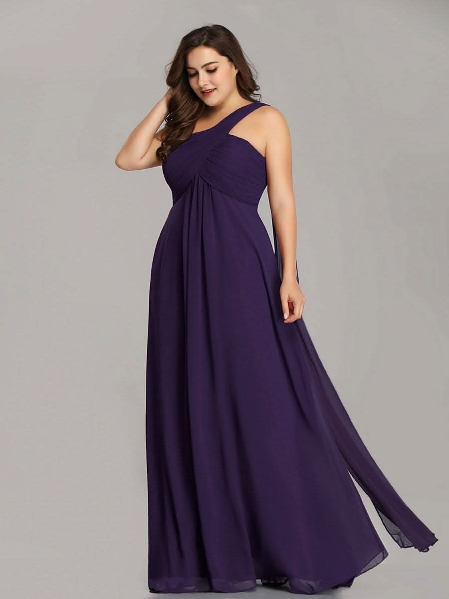 Größe Nach Maß Lange One Shoulder Chiffon Abendkleider Festkleider 09816