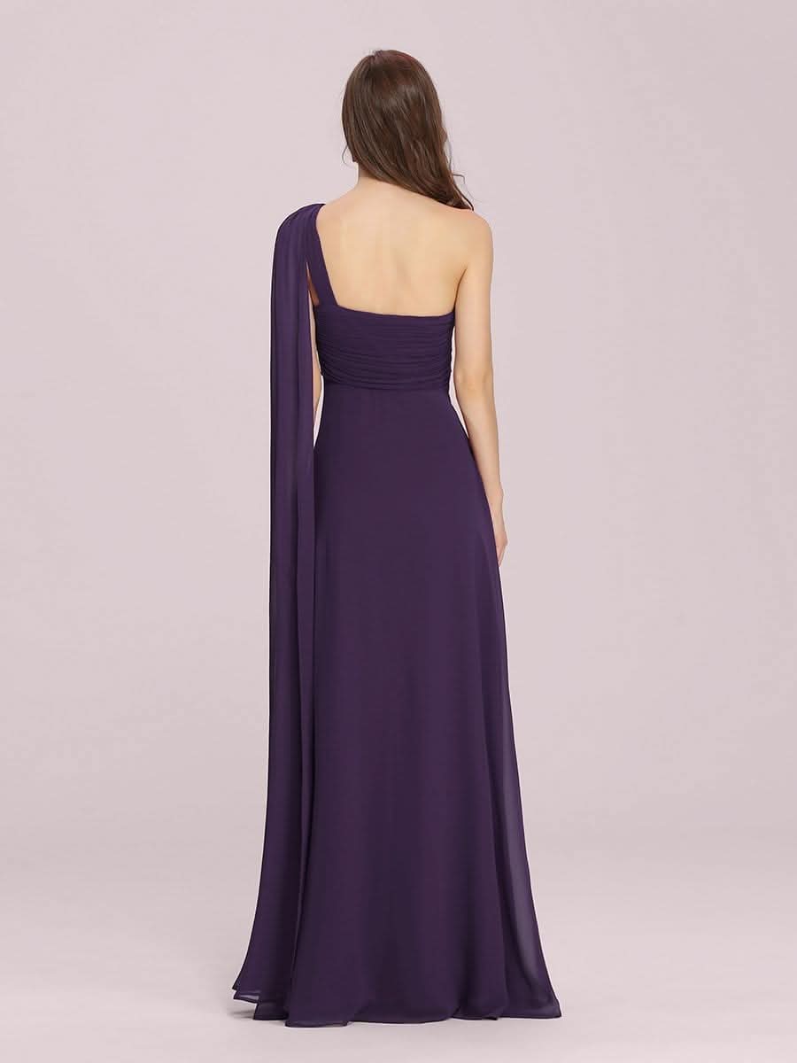Größe Nach Maß Lange One Shoulder Chiffon Abendkleider Festkleider 09816