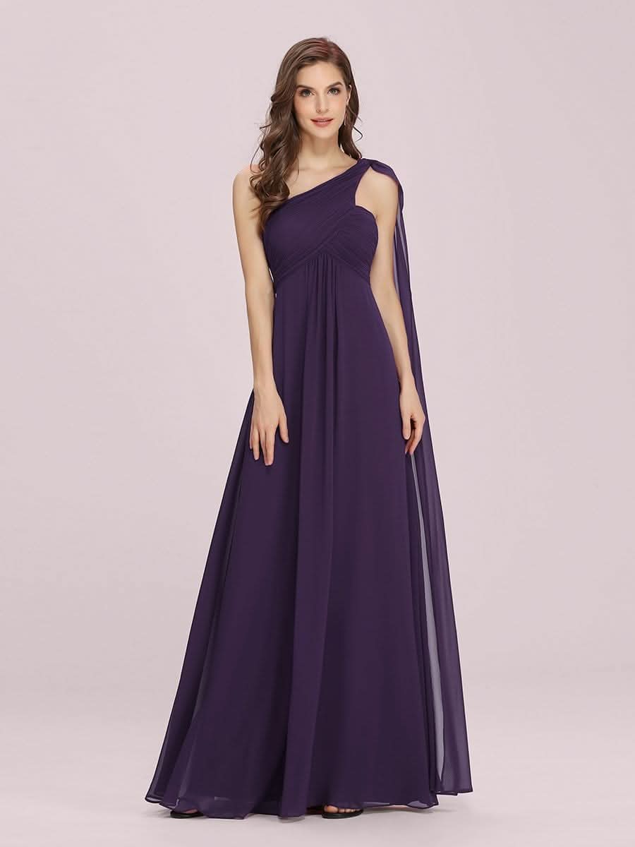Größe Nach Maß Lange One Shoulder Chiffon Abendkleider Festkleider 09816