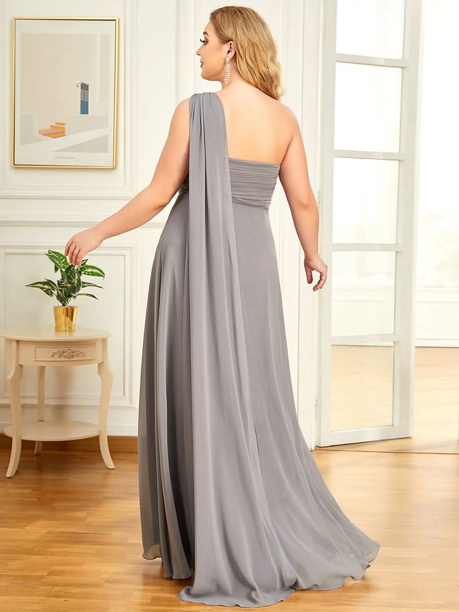 Größe Nach Maß Lange One Shoulder Chiffon Abendkleider Festkleider 09816