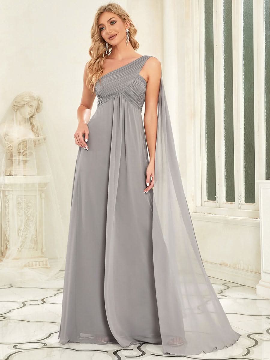 Größe Nach Maß Lange One Shoulder Chiffon Abendkleider Festkleider 09816