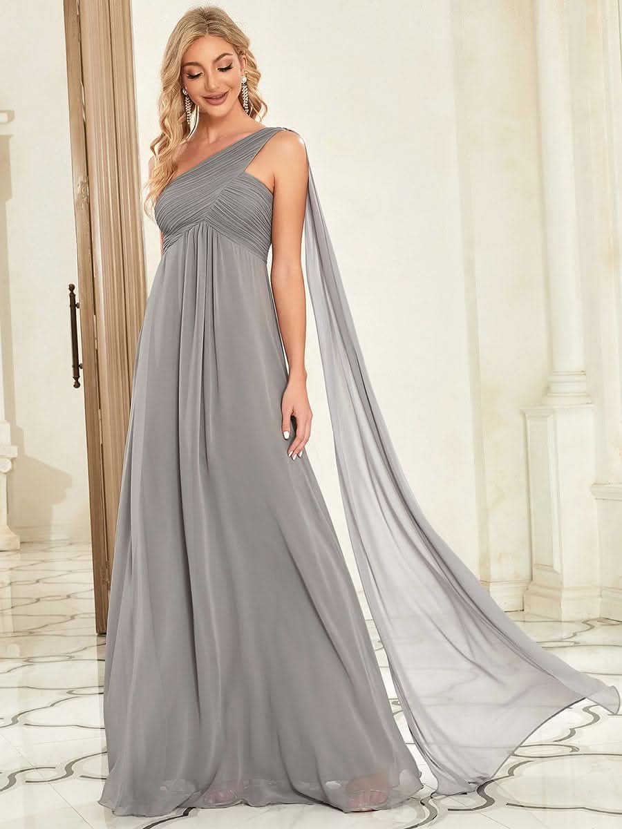 Größe Nach Maß Lange One Shoulder Chiffon Abendkleider Festkleider 09816