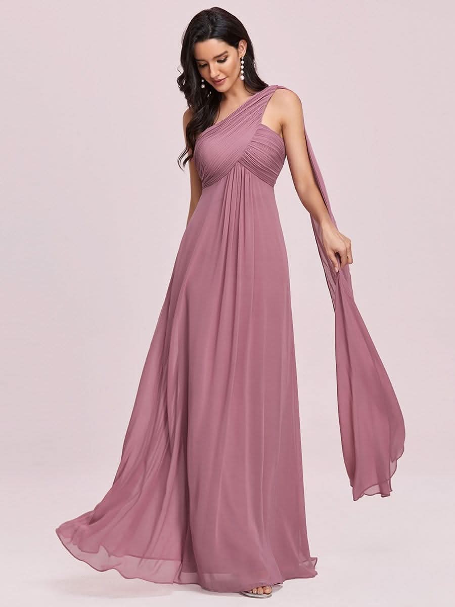 Größe Nach Maß Lange One Shoulder Chiffon Abendkleider Festkleider 09816