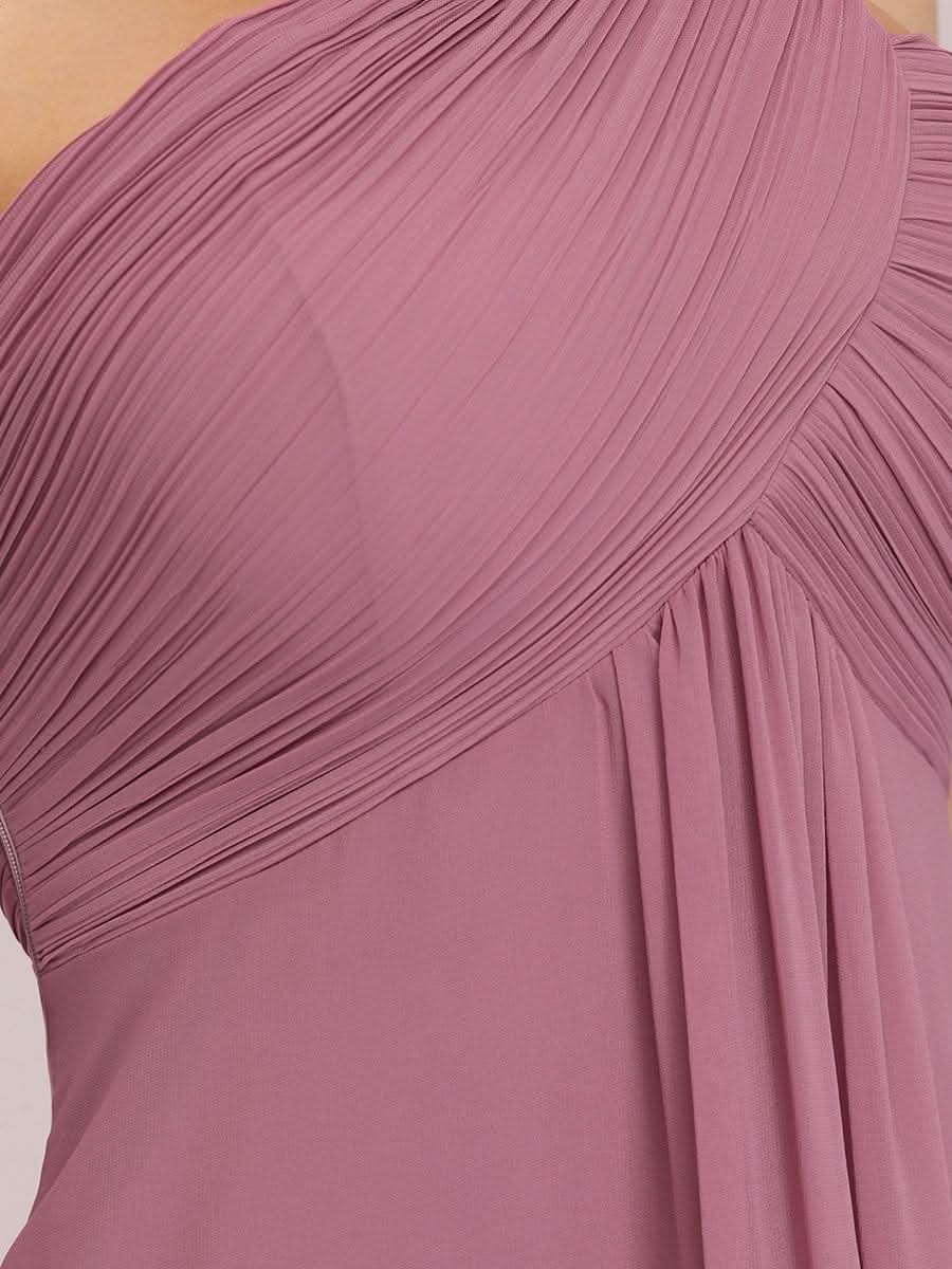 Größe Nach Maß Lange One Shoulder Chiffon Abendkleider Festkleider 09816