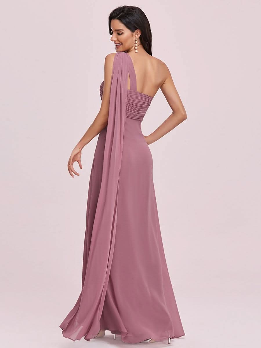 Größe Nach Maß Lange One Shoulder Chiffon Abendkleider Festkleider 09816